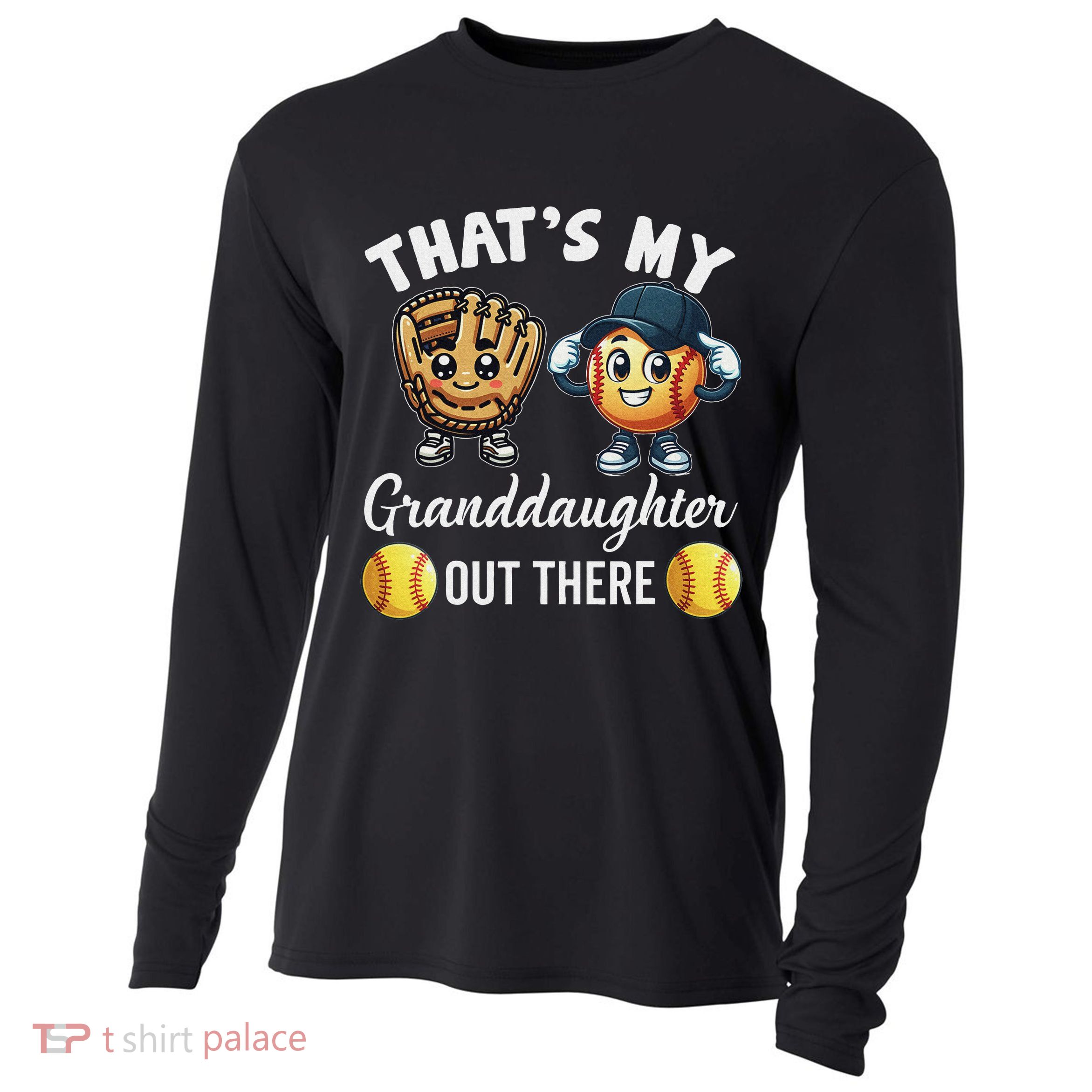 ThatS My Granddaughter Out There Softball Grandpa Grandma Cooling Performance Long Sleeve Crew