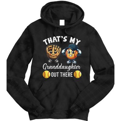 ThatS My Granddaughter Out There Softball Grandpa Grandma Tie Dye Hoodie