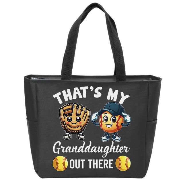 ThatS My Granddaughter Out There Softball Grandpa Grandma Zip Tote Bag