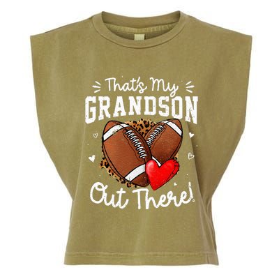 ThatS My Grandson Out There Funny Football Grandma Garment-Dyed Women's Muscle Tee