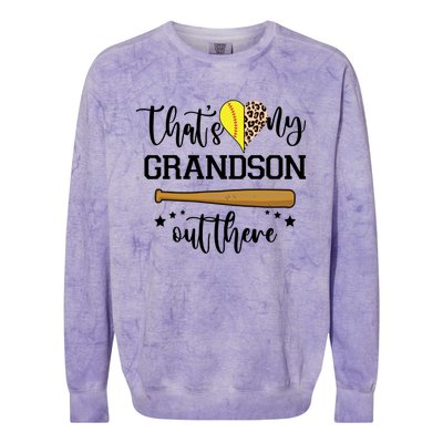 ThatS My Grandson Out There Baseball Grandma Cute Gift Colorblast Crewneck Sweatshirt