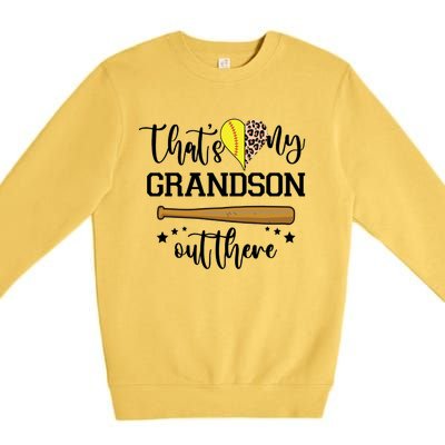 ThatS My Grandson Out There Baseball Grandma Cute Gift Premium Crewneck Sweatshirt