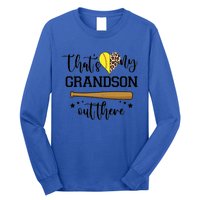 ThatS My Grandson Out There Baseball Grandma Cute Gift Long Sleeve Shirt