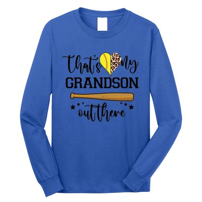 ThatS My Grandson Out There Baseball Grandma Cute Gift Long Sleeve Shirt