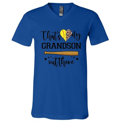 ThatS My Grandson Out There Baseball Grandma Cute Gift V-Neck T-Shirt