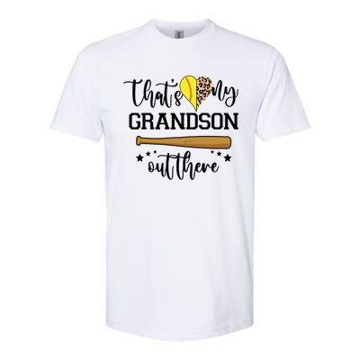 ThatS My Grandson Out There Baseball Grandma Cute Gift Softstyle CVC T-Shirt