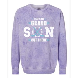 That's My Grandson Out There Ice Hockey Grandma Grandpa Gift Colorblast Crewneck Sweatshirt