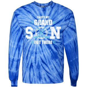 That's My Grandson Out There Ice Hockey Grandma Grandpa Gift Tie-Dye Long Sleeve Shirt