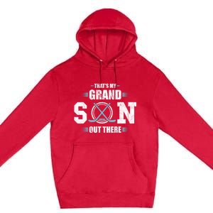 That's My Grandson Out There Ice Hockey Grandma Grandpa Gift Premium Pullover Hoodie