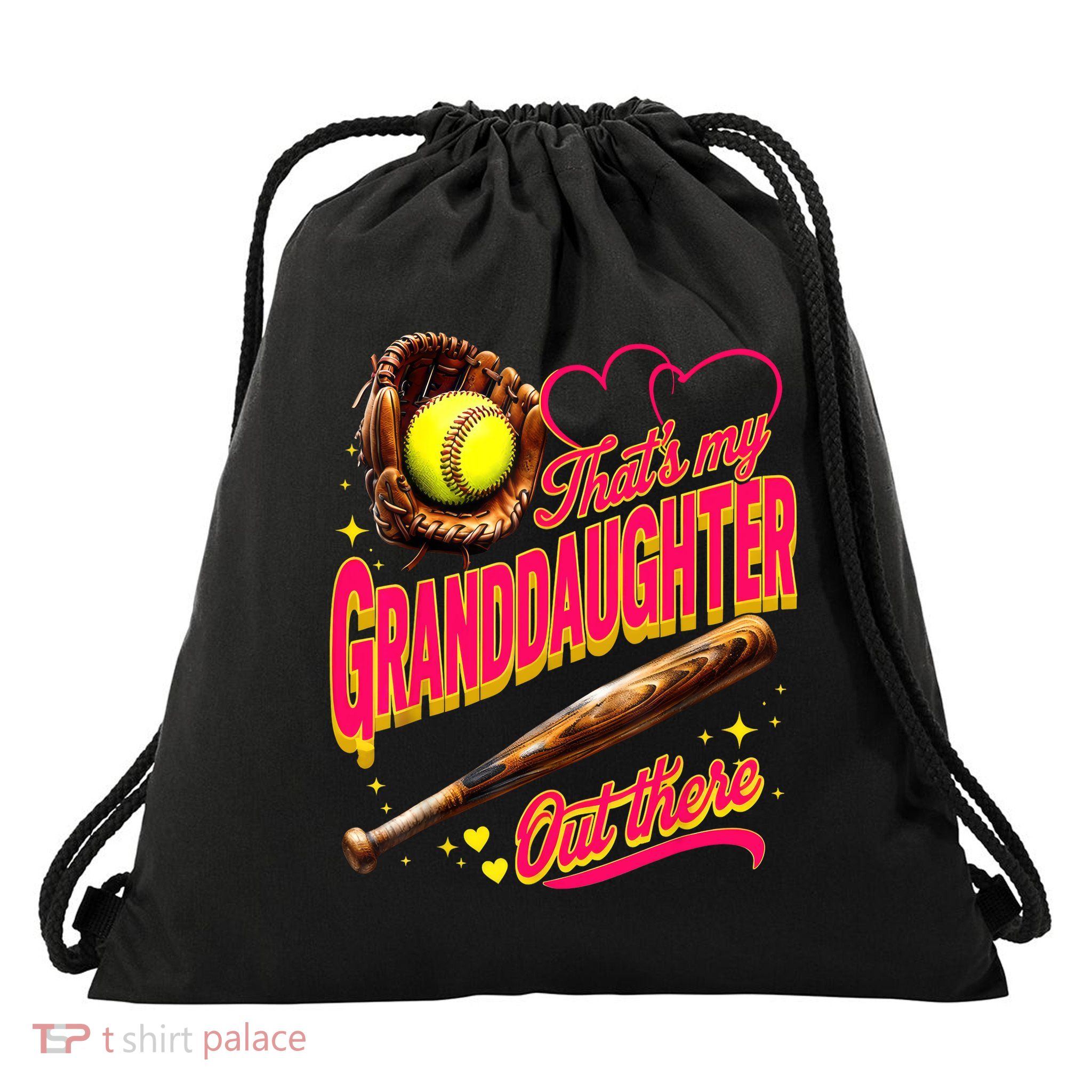That's My Granddaughter Out There Softball Grandma Grandpa  Drawstring Bag