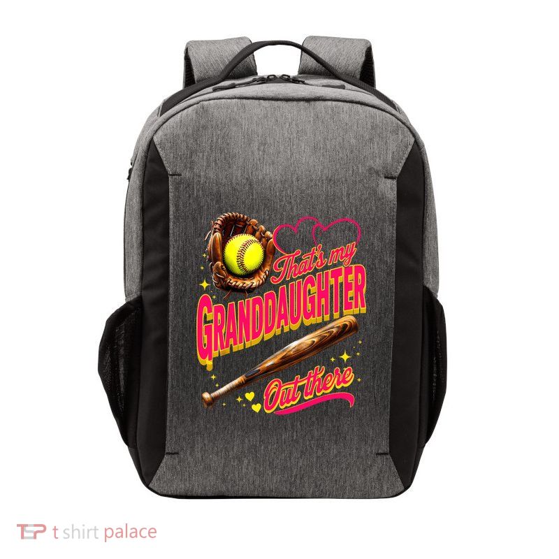That's My Granddaughter Out There Softball Grandma Grandpa  Vector Backpack