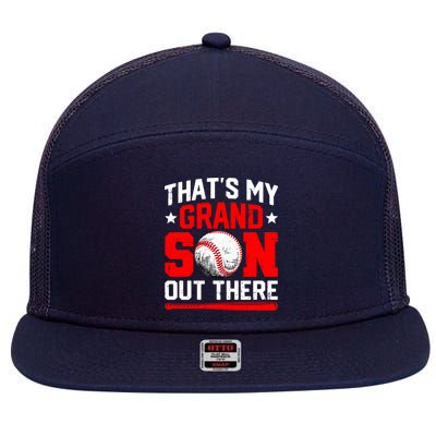 That's My Grandson Out There Grandparent Baseball Mama Papa 7 Panel Mesh Trucker Snapback Hat