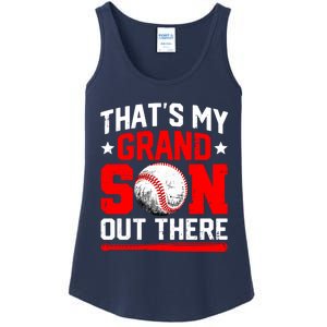 That's My Grandson Out There Grandparent Baseball Mama Papa Ladies Essential Tank