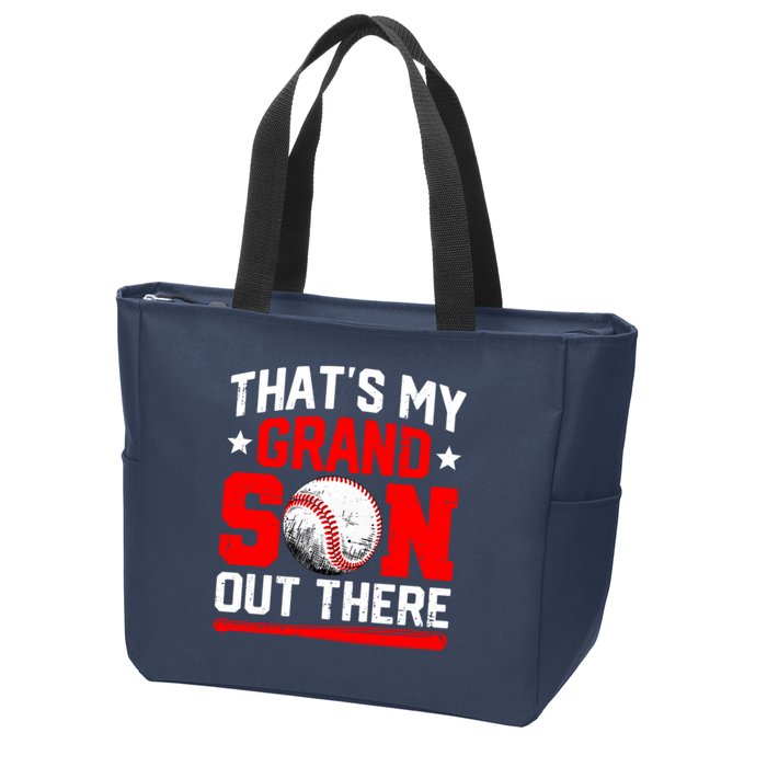 That's My Grandson Out There Grandparent Baseball Mama Papa Zip Tote Bag