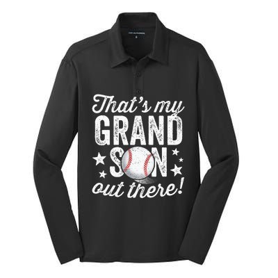 Thats My Grandson Out There Baseball Grandma Silk Touch Performance Long Sleeve Polo