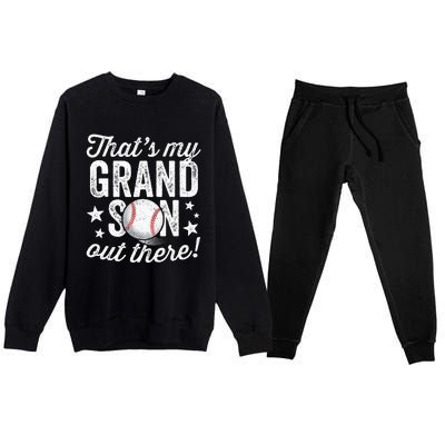 Thats My Grandson Out There Baseball Grandma Premium Crewneck Sweatsuit Set