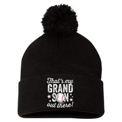 Thats My Grandson Out There Baseball Grandma Pom Pom 12in Knit Beanie