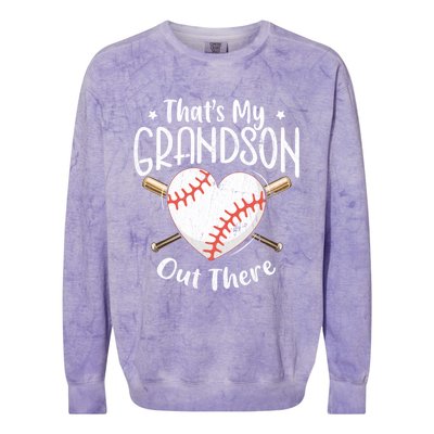 That's My Grandson Out There Baseball Grandma Mother's Day Colorblast Crewneck Sweatshirt