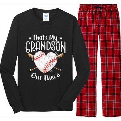 That's My Grandson Out There Baseball Grandma Mother's Day Long Sleeve Pajama Set