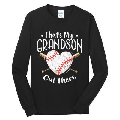 That's My Grandson Out There Baseball Grandma Mother's Day Tall Long Sleeve T-Shirt