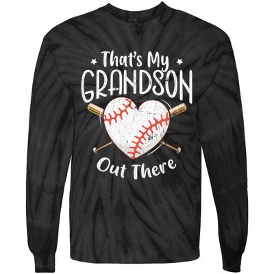 That's My Grandson Out There Baseball Grandma Mother's Day Tie-Dye Long Sleeve Shirt