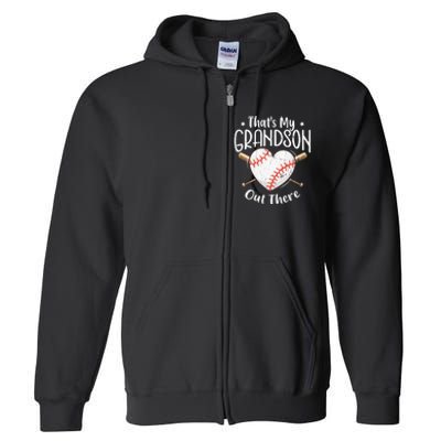 That's My Grandson Out There Baseball Grandma Mother's Day Full Zip Hoodie