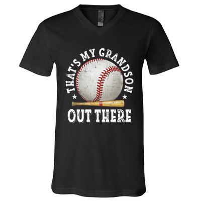 That's My Grandson Out There Baseball Mother's Day V-Neck T-Shirt