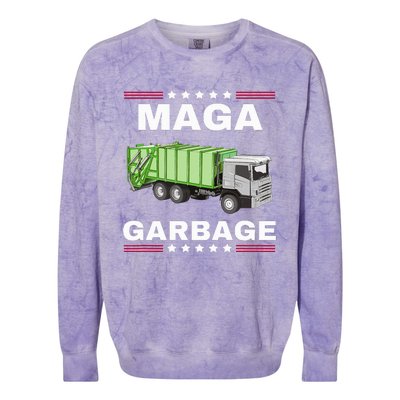 Trump Maga Garbage Truck American Flag Colorblast Crewneck Sweatshirt