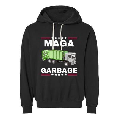 Trump Maga Garbage Truck American Flag Garment-Dyed Fleece Hoodie