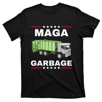 Trump Maga Garbage Truck American Flag T-Shirt