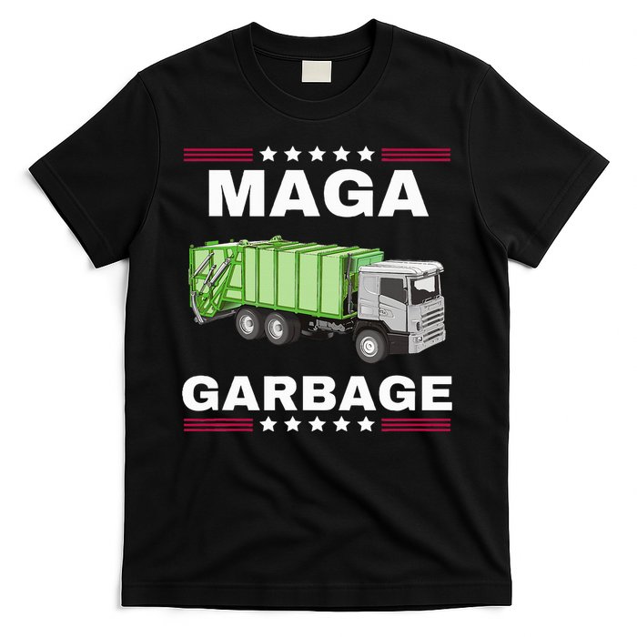 Trump Maga Garbage Truck American Flag T-Shirt