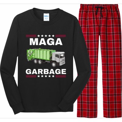 Trump Maga Garbage Truck American Flag Long Sleeve Pajama Set