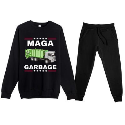 Trump Maga Garbage Truck American Flag Premium Crewneck Sweatsuit Set