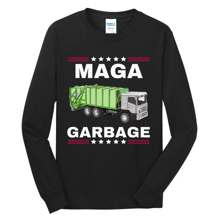 Trump Maga Garbage Truck American Flag Tall Long Sleeve T-Shirt