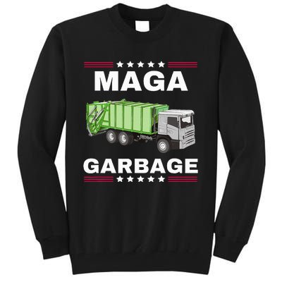 Trump Maga Garbage Truck American Flag Tall Sweatshirt