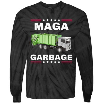 Trump Maga Garbage Truck American Flag Tie-Dye Long Sleeve Shirt