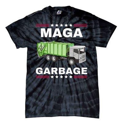 Trump Maga Garbage Truck American Flag Tie-Dye T-Shirt