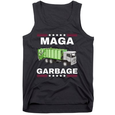 Trump Maga Garbage Truck American Flag Tank Top