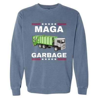 Trump Maga Garbage Truck American Flag Garment-Dyed Sweatshirt