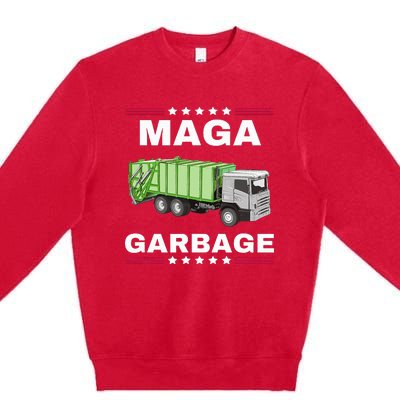 Trump Maga Garbage Truck American Flag Premium Crewneck Sweatshirt