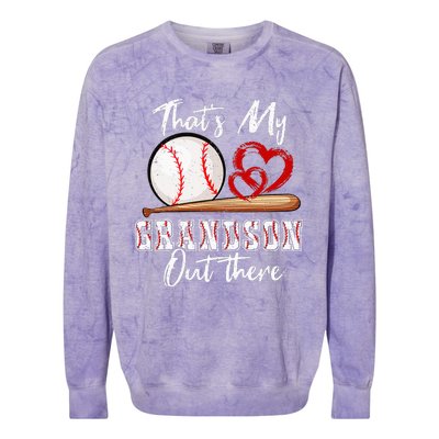 That's My Grandson Out There Baseball Grandma Mothers Day Colorblast Crewneck Sweatshirt