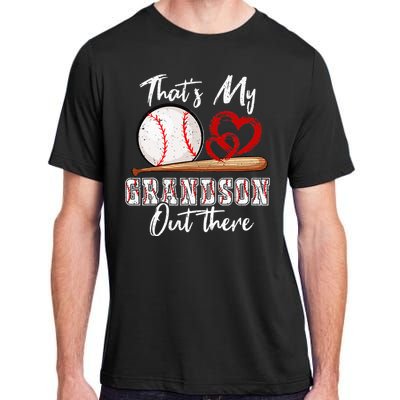 That's My Grandson Out There Baseball Grandma Mothers Day Adult ChromaSoft Performance T-Shirt