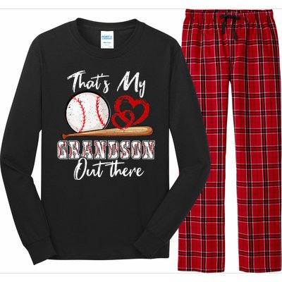 That's My Grandson Out There Baseball Grandma Mothers Day Long Sleeve Pajama Set