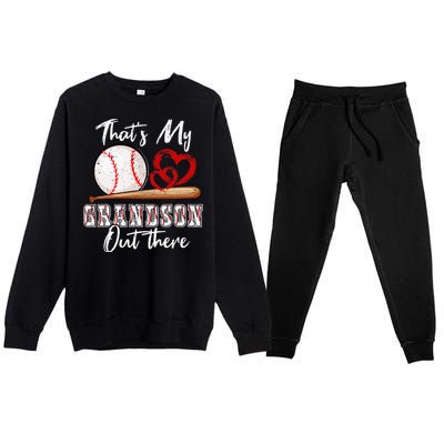 That's My Grandson Out There Baseball Grandma Mothers Day Premium Crewneck Sweatsuit Set