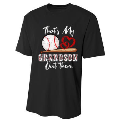 That's My Grandson Out There Baseball Grandma Mothers Day Performance Sprint T-Shirt