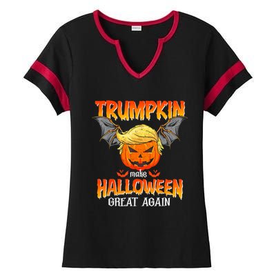 Trumpkin Make Halloween Great Again Funny Pumpkin Ladies Halftime Notch Neck Tee