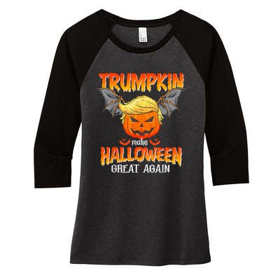 Trumpkin Make Halloween Great Again Funny Pumpkin Women's Tri-Blend 3/4-Sleeve Raglan Shirt