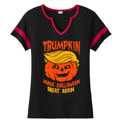 Trumpkin Make Halloween Great Again Funny Spooky Pumpkin Ladies Halftime Notch Neck Tee