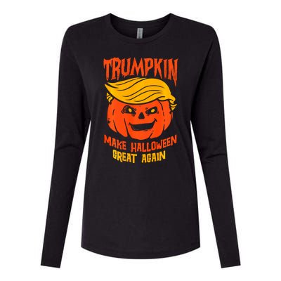 Trumpkin Make Halloween Great Again Funny Spooky Pumpkin Womens Cotton Relaxed Long Sleeve T-Shirt