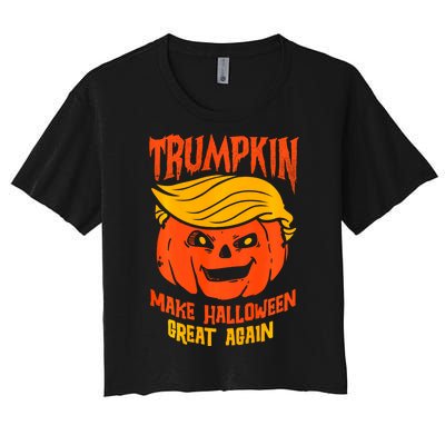 Trumpkin Make Halloween Great Again Funny Spooky Pumpkin Women's Crop Top Tee